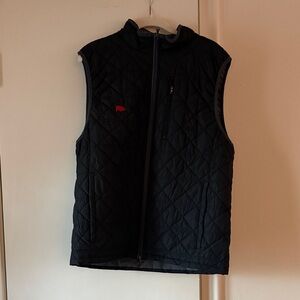 Oxford Black Quilted Vest with Red Accent